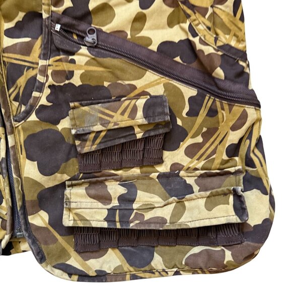 Vintage Mount'n Prairie Camo Hooting Hunting Vest Men's Size Large Brown Tan - Picture 2 of 7